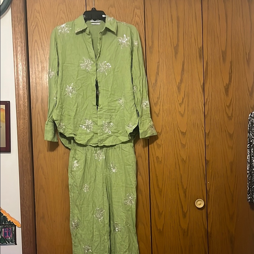 Reserved Green Floral Women's Swim Coverup Set - Picture 2 of 14